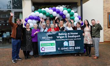 Belong at Home Wigan team celebrating ‘Outstanding’ CQC Result