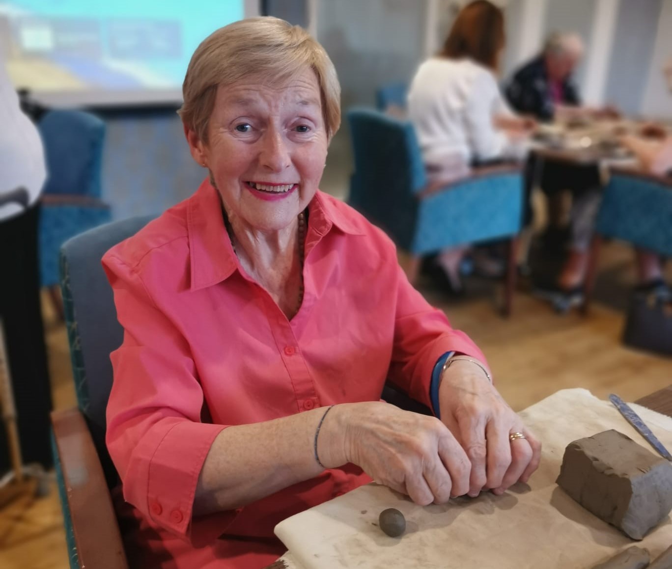 Belong Newcastle-under-Lyme resident Rita Butler begins the ceramics workshop.  