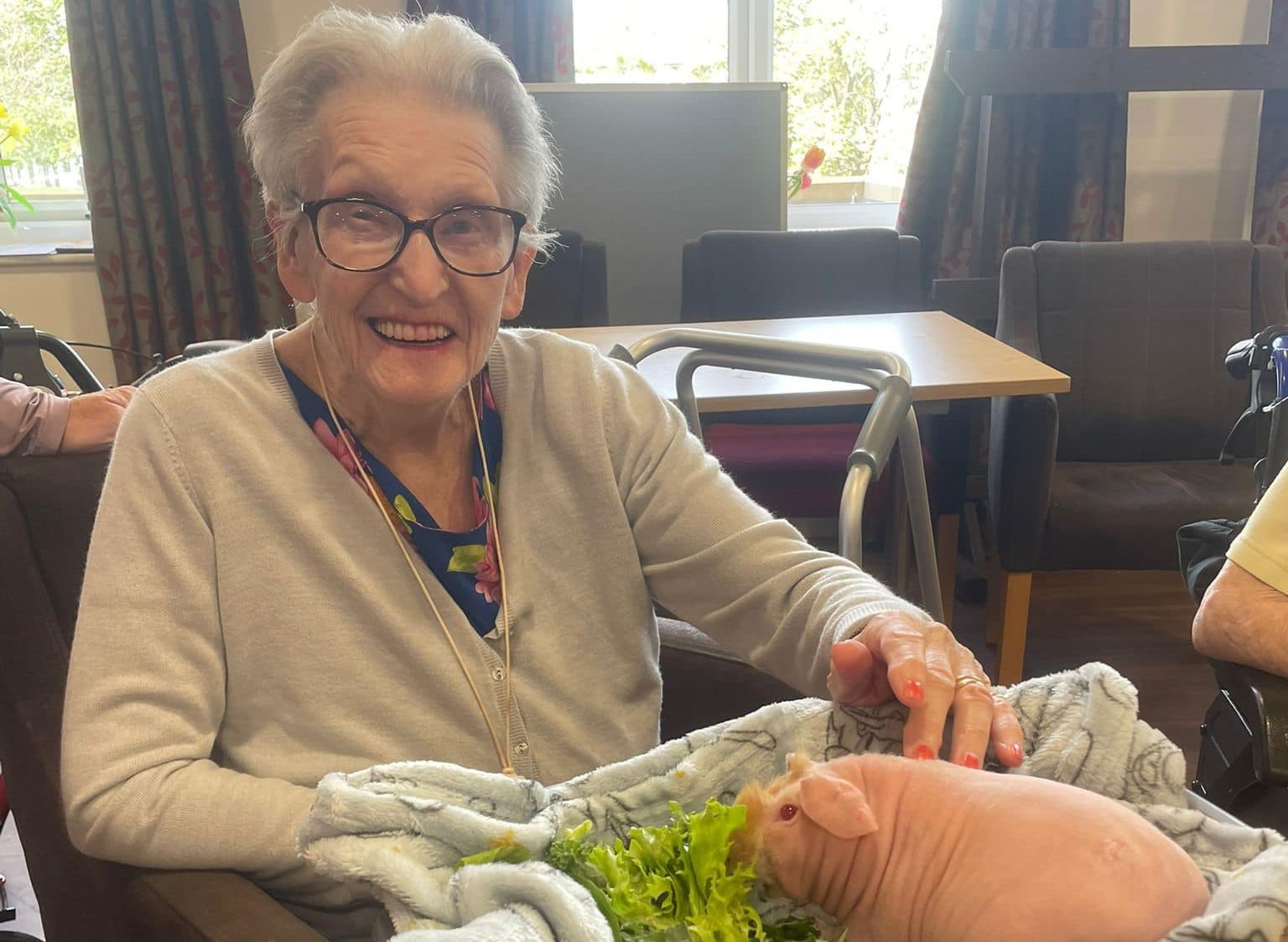Asset - Pictured: Sylvia Moss enjoys the visiting farm