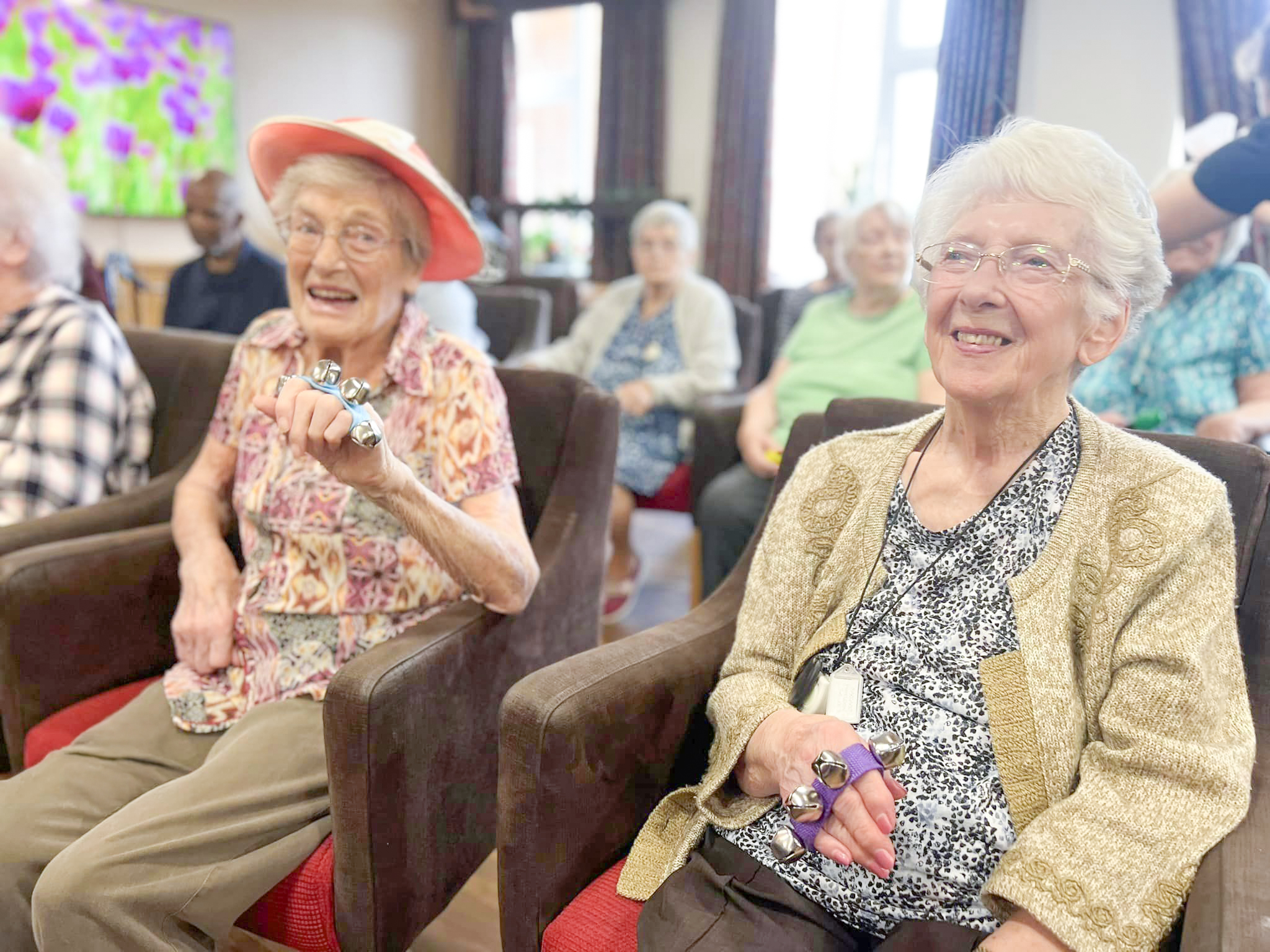 Pictured: Belong Crewe customers Dorothy and Margaret enjoy a music session